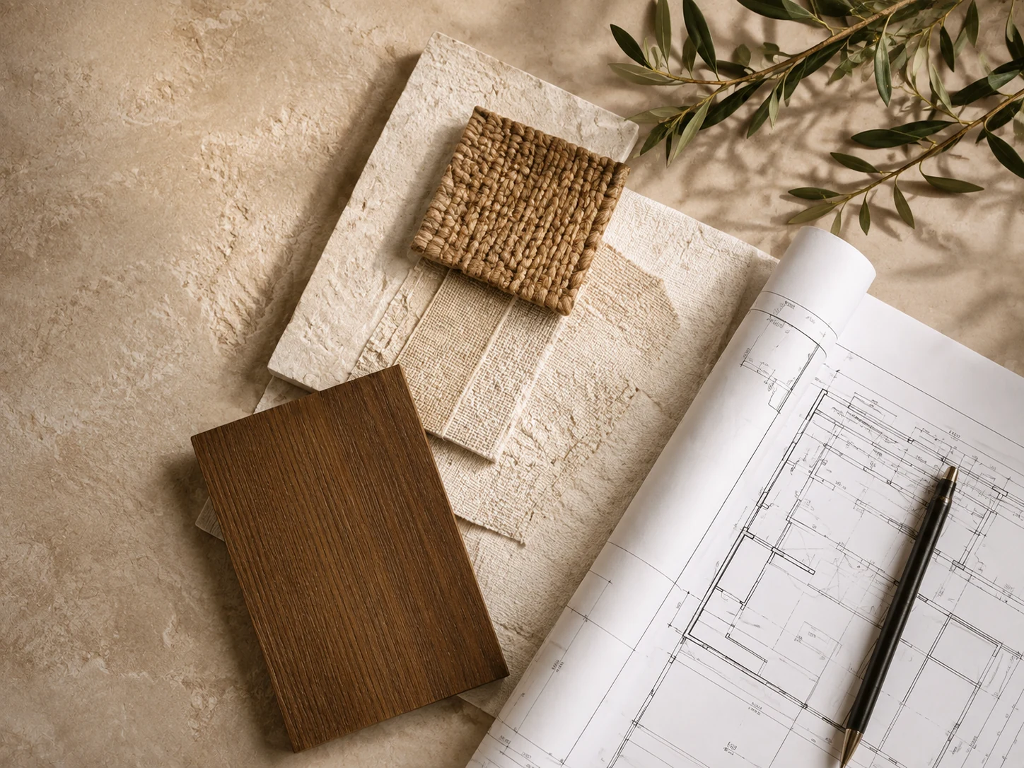 Planos, bocetos y muestras de materiales